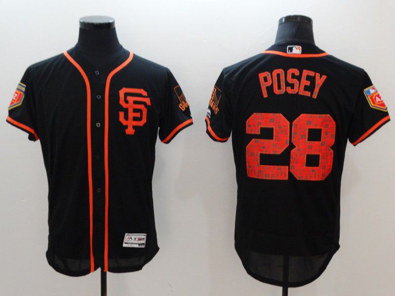 Men San Francisco Giants 28 Posey Black Elite Spring Edition MLB Jerseys